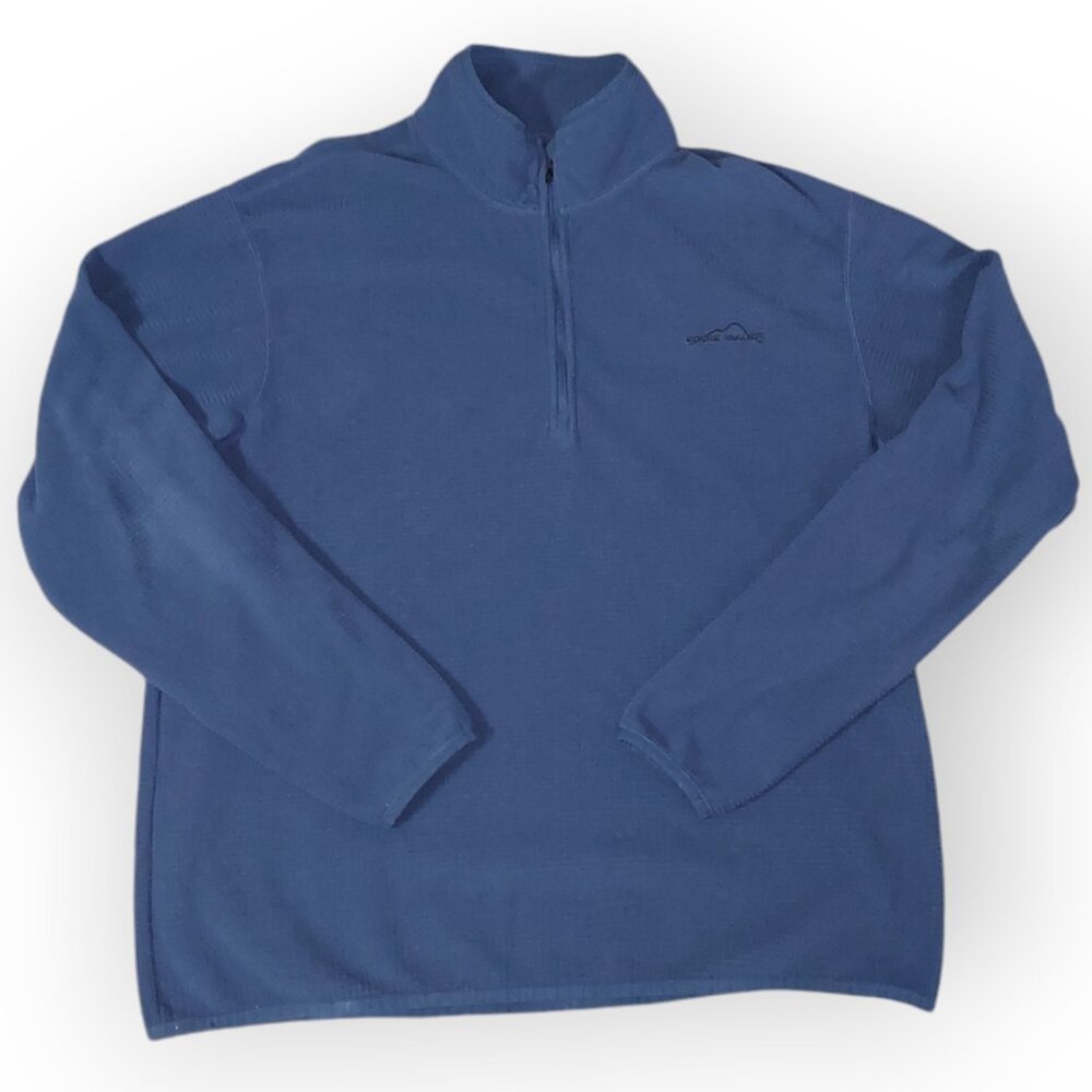 Eddie Bauer Sweater Blue 1/4 Zip Mock Neck Long Sleeve Casual Mens Large